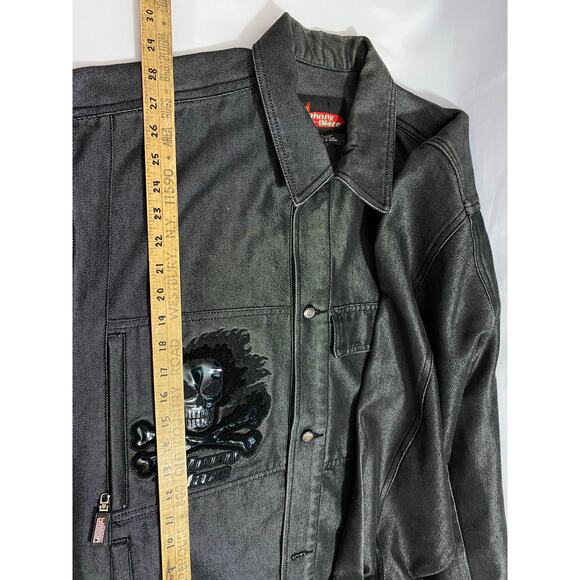 Johnny Blaze Method Man Jean Jacket Flame Skull Black Size XL Vintage Y2K - Picture 5 of 16